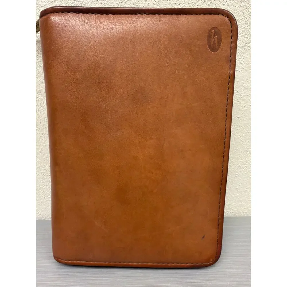 Vintage Hartmann Belting Leather Brown Zip Around Organizer Planner 6 Ring